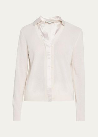 Vince Mixed-Media Cashmere Cardigan
