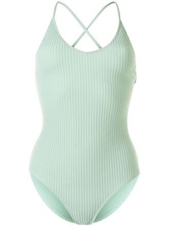Duskii Margot ribbed swimsuit - women - Polyester/Spandex/Elastane/Cotton - 10 - Green