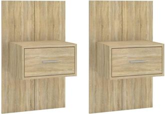 vidaXL Mesita De Noche De Pared 2 Unidades Color Roble Sonoma Vidaxl