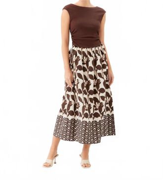Fifteen Twenty Carina Long Contrast Dress In Brown With Cream