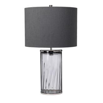 Netlighting Reno Table Lamp Metalwork Polished Nickel Smoked Glass in Grey