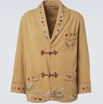 Bode Feather Runner embroidered cotton jacket
