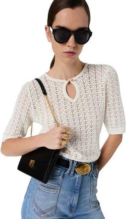 Gerard Darel Lazare Keyhole Neck Crochet Knit Sweater in Ecru at Nordstrom, Size X-Large