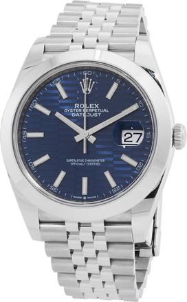 Rolex Datejust 41 Bright Blue Fluted Motif Dial Automatic Mens Jubilee Watch M126300-0024