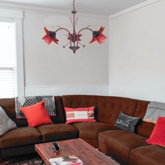 Tosel l&aacute;mparas de techo metal Alt.80cm marr&oacute;n Pantalla: rojo