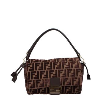 Fendi Damess Handtassen Mamma Baguette Stof Bruin/Chocolade