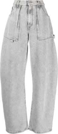 The Attico Effie high-waist wide-leg jeans - women - Cotton - 26 - Grey