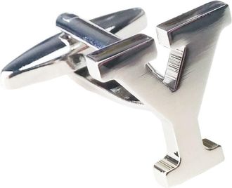 Charles William London Fashion Single Letter Y Alphabet Initial Cufflink Formal Business Mix & Match Silver Letter Cufflinks