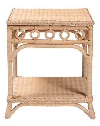 Baxton Studio Oxford Braided Rattan End Table With Shelf