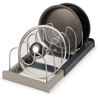 OEM Organizador Expandible Para Utensilios De Cocina, Hasta 6 Compartimentos, Pl&aacute;stico, Gris, Talla &Uacute;nica - Crezuo