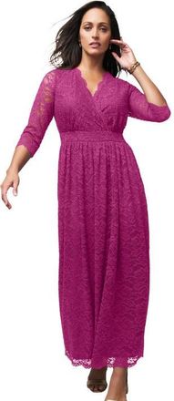 Jessica London Stretch Lace Maxi Dress in Raspberry at Nordstrom, Size 32