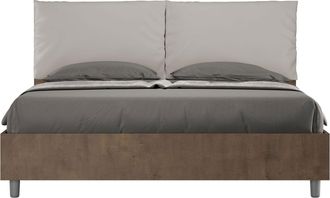 ITYhome Letto Matrimoniale Senza Rete 160x200 Noce Cuscini Similpelle Tortora Egos Antea