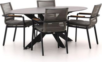 Bellagio la vita attrattiva Bellagio Marudo/Furato ellips 200cm dining tuinset 5-delig stapelbaar