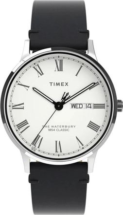 Timex Rond Horloge met Leren Band - Heren - Horloges - Zwart - ONE Size - Accessoires