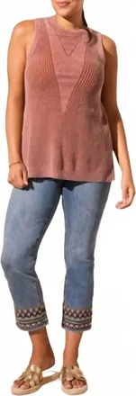Tribal Sleeveless Tunic Top In Terracotta