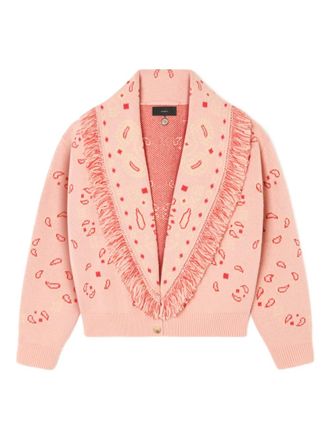 Alanui bandana jacquard cardigan - women - Virgin Wool/Cashmere - S - Pink