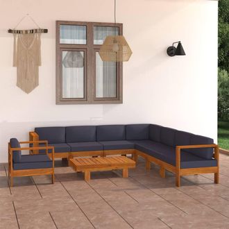 vidaXL Vidaxl - Muebles De Jard&iacute;n 9 Pzas Con Cojines Gris Oscuro Madera Acacia