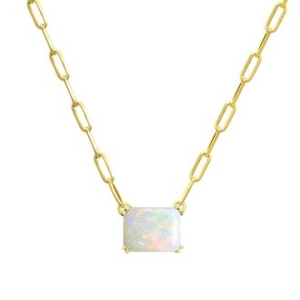 Diamond2Deal 10K Yellow Ethiopian Opal Pendant Necklace 18