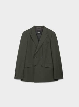 BOSS Mens Diagonal stripes double-breasted jacket