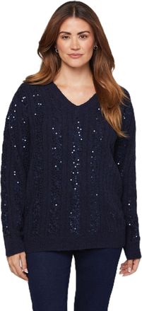 Wallis Christmas Sequin Knitted Jumper, S, Navy