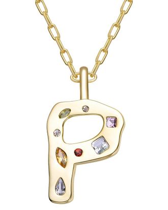 Genevive 14K Plated Cz Alphabetical Necklace