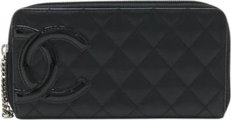 Chanel Pre-owned Cambon Line Soft Calf Long Wallet - Dames - Vintage Accessoires - Zwart - ONE Size - Leer - Vintage