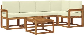vidaXL Conjunto De Sof&aacute;s De Exterior 6 Uds. Natural Y Crema Vidaxl
