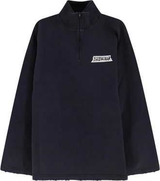Balenciaga Half-zip High Neck Sweater - Heren - Coltruien - Zwart - S - Katoen - Truien & Vesten