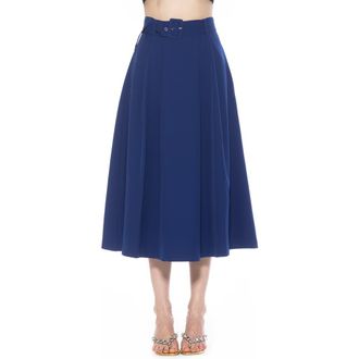 Alexia Admor Belted A-Line Midi Skirt in Navy at Nordstrom Rack, Size 10