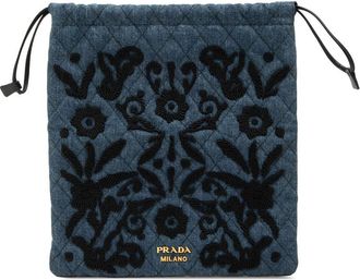 Prada Pre-owned Prada Impuntu Denim Embroidered Drawstring Pouch Ladies KSZL9BR8YPOG19DF
