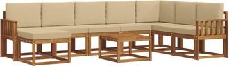 vidaXL Conjunto De Sof&aacute;s De Exterior 9 Uds. Natural Y Beige Vidaxl
