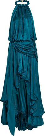 Zimmermann Alchemy Halterneck Satin Maxi Dress - Blue - 1 (UK 10 / S)