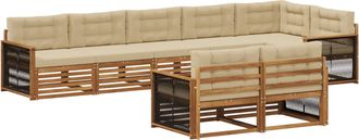 vidaXL Conjunto De Sof&aacute;s De Exterior 8 Uds. Natural Y Beige Vidaxl
