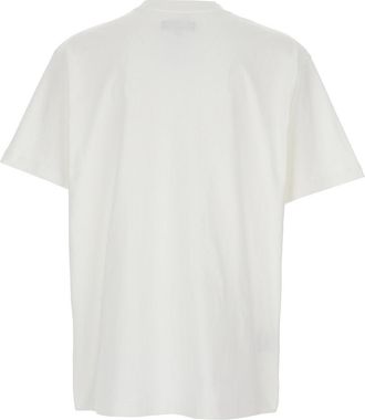 Purple Mens White Crewneck T-Shirt With Dropped Shoulders Cotton T-Shirts And Polos