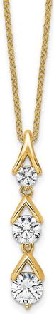 Diamond2Deal 14k Gold 1 Ct Lab Grown Diamond Three Stone Pendant Necklace 18 Clarity VS, Color D-E