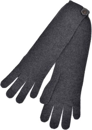 Brunello Cucinelli Womens Black Cashmere Gloves With Bead Accent, Size L