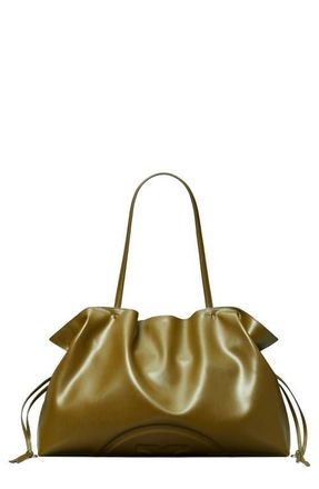 Tory Burch Ella Natuura Drawstring Tote in Dark Olive at Nordstrom