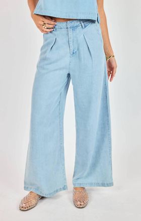 Sadie & Sage Its Pouring Pants In Light Chambray