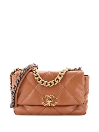 Chanel 19 Flap Bag Quilted Leather Medium crossbody bag - women - Calf Leather - One Size - Brown