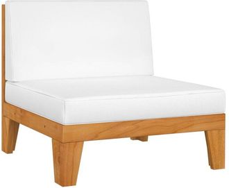 vidaXL Sof&aacute; Seccional Central Y Cojines Blanco Crema Madera De Acacia Vidaxl