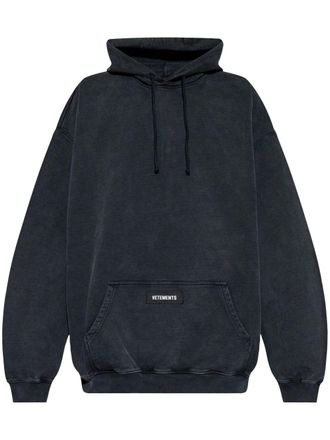 VETEMENTS logo-print cotton hoodie - Black