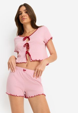 Lascana Shorty LSCN BY LASCANA, Damen, Gr. 32/34, rose, Jersey, Obermaterial: 100% Baumwolle, loose fit h&uuml;ftlang, V-Ausschnitt, eingesetzt Babylock, Homewear-