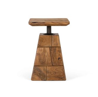 Giner&Colomer Mesa de centro de madera de teca 38 cm estilo r&uacute;stico moderno