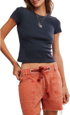 Free People Atlas Crop T-Shirt in Black at Nordstrom, Size X-Small