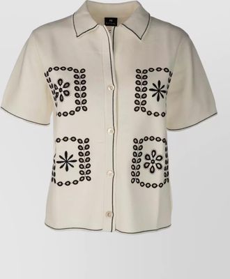 Paul Smith short sleeve knitwear embroidered design top
