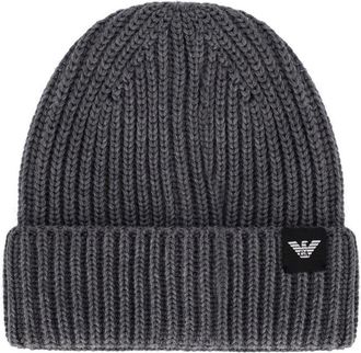 Emporio Armani Dark Grey Ribbed Beanie