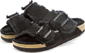 Birkenstock Womens Arizona Shearling Sandals In Black