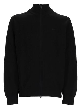 BOSS Black Full-Zip Cotton Cardigan