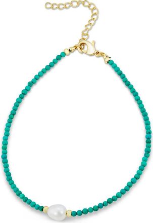 Savvy Cie Jewels Turquoise & Imitation Pearl Anklet at Nordstrom Rack