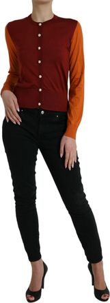 Dolce & Gabbana Womens Silk Crewneck Cardigan Multicolor